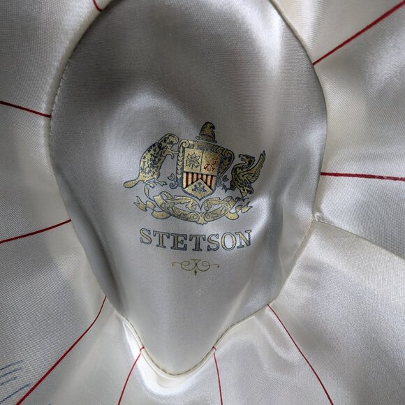 Vintage STETSON Sovereign Black Felt Men's Fedora Feathered Hat Sz 7 3/8 - Picture 11 of 17